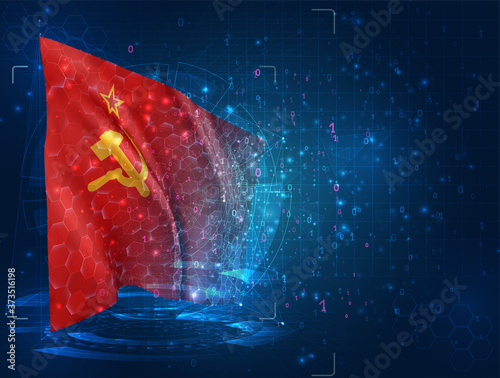 vector 3d flag on blue background