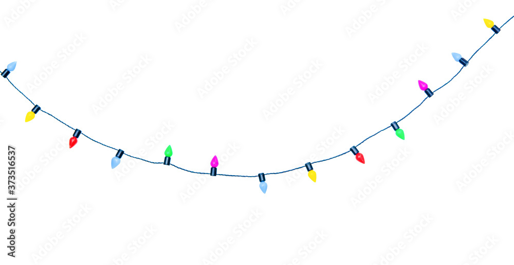 Christmas lights string isolated on white background With clipping path.. Christmas lights string isolated on white background With clipping path..