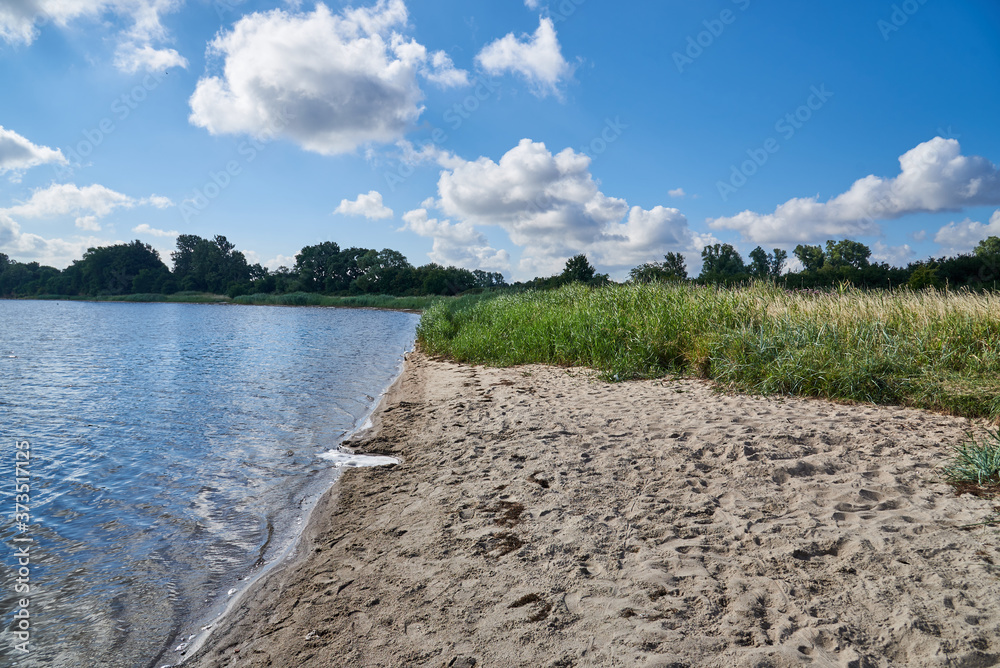 Fototapeta premium Ein Strand am Bodden an der Ostsee bei der Insel Rügen