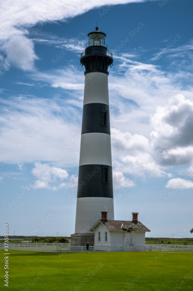Bodie Island Lighthouse with cloudy sky