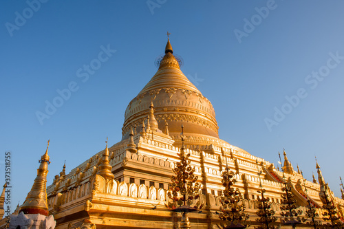 that golden shiny temple in Bagan photo