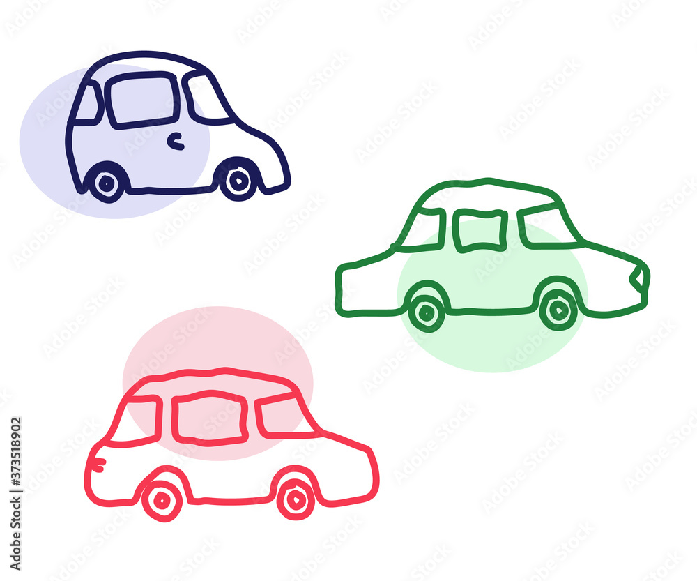 Collection of cars on a white background. Sketch. Vector illustration.