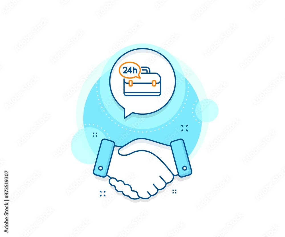 Support help sign. Handshake deal complex icon. 24 hour service line icon. Feedback symbol. Agreement shaking hands banner. 24h service sign. Vector Support help sign. Handshake deal complex icon. 24 hour service line icon. Feedback symbol. Agreement shaking hands banner. 24h service sign. Vector