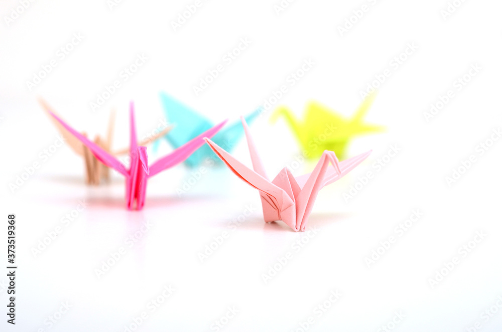 Origami cranes on decoration