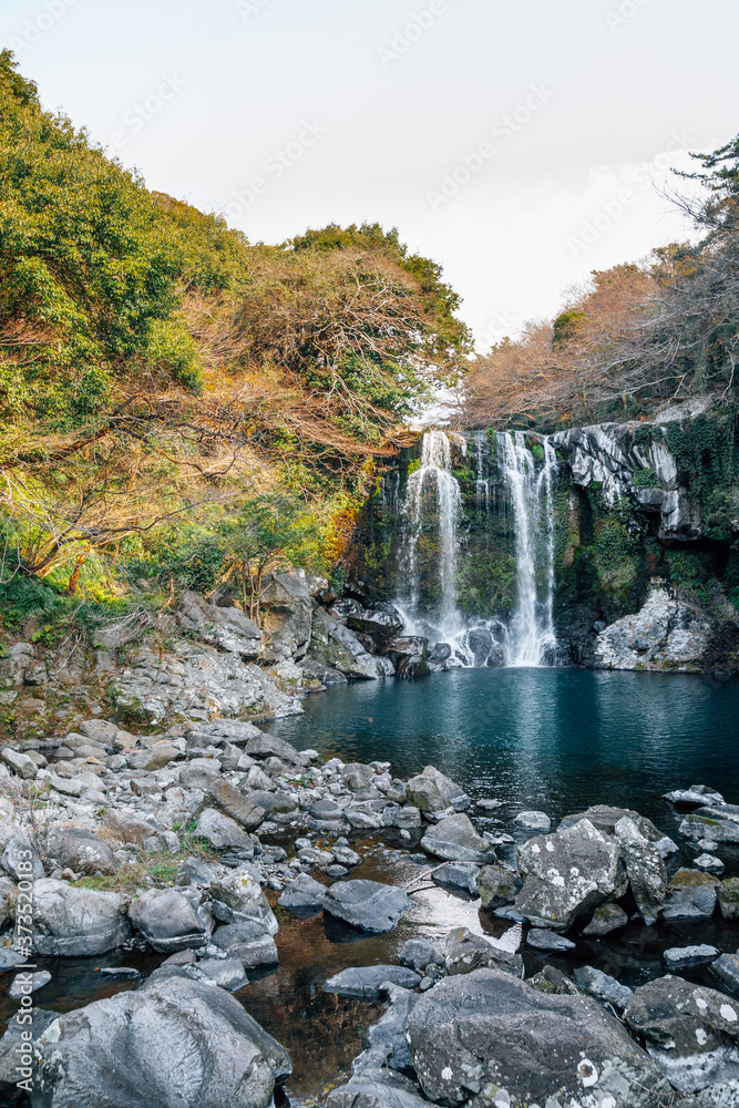 Cheonjeyeon waterfall in Jeju Island, Korea