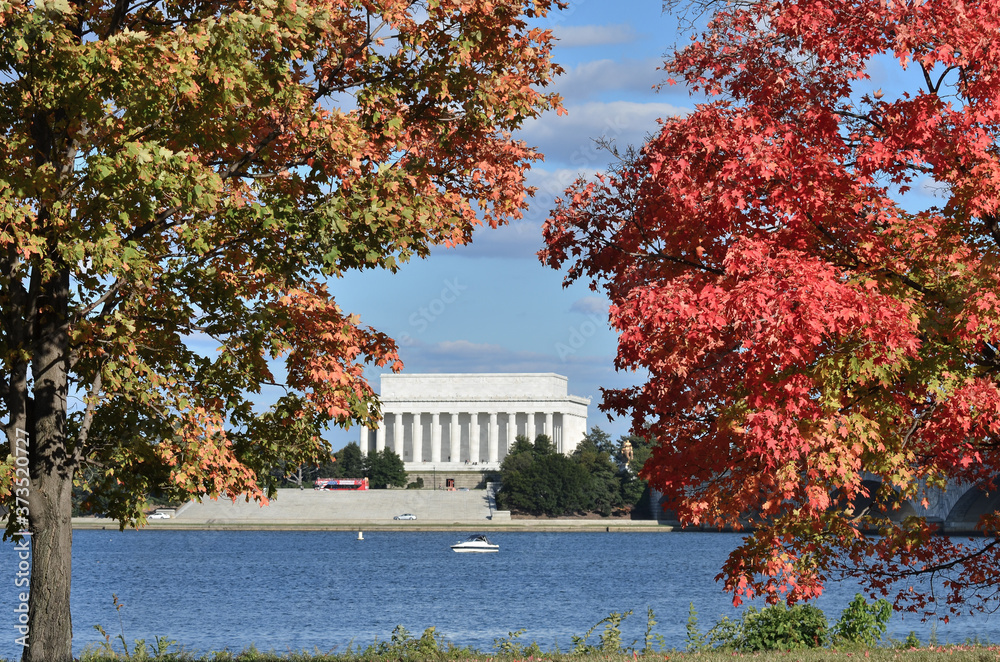 Obraz premium lincoln memorial in fall foliage - Washingon dc united states