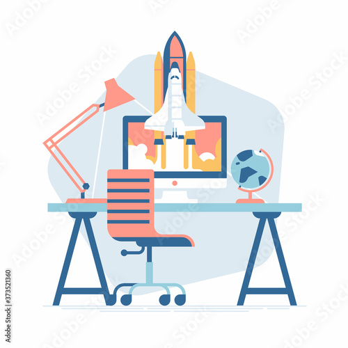 Startup vector concept. Sole proprietorship fast growing business, product, service or application illustration