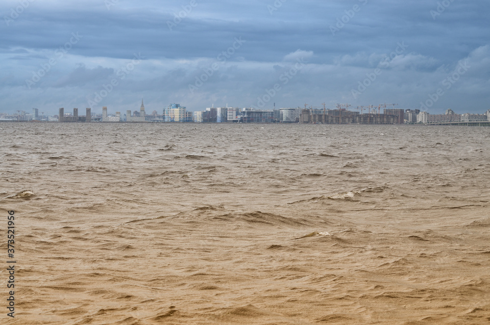 Beautiful seascape and water waves.