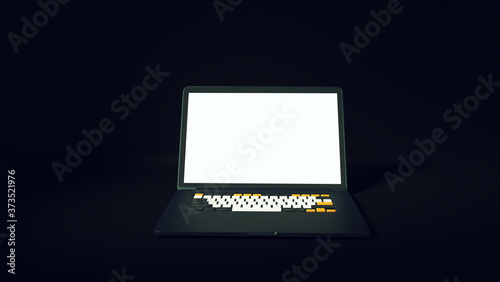 Laptop with Blank White Screen 3d illustration 3d render