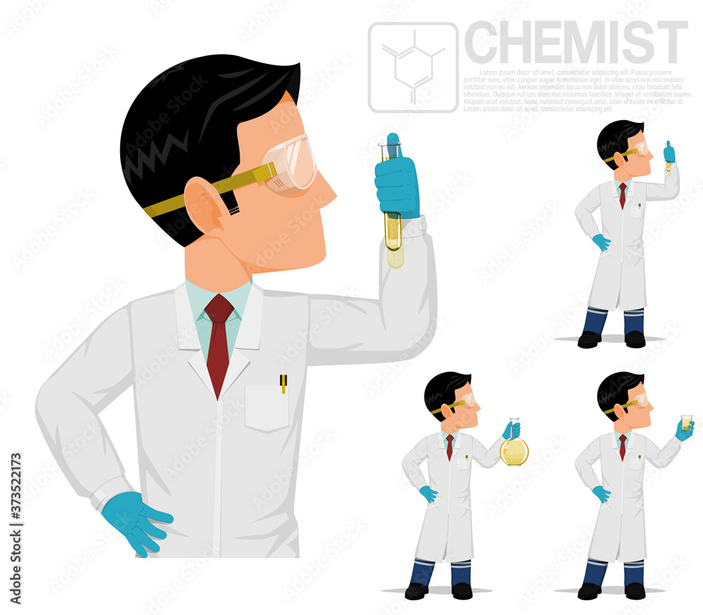 Isolated chemist with tube on white background Isolated chemist with tube on white background