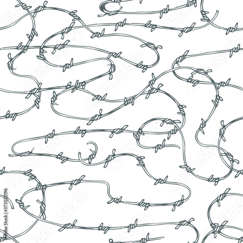 Vector seamless background of curving barbed wire