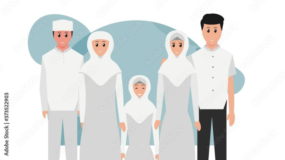 Three generation Muslim family smiling at camera Three generation Muslim family smiling at camera