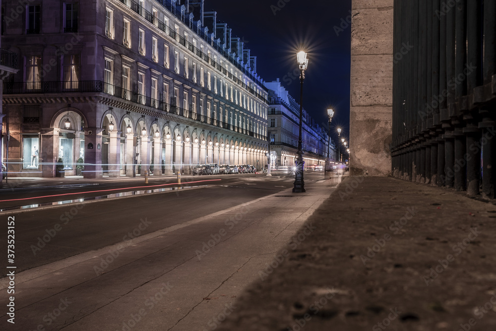 Rue de Rivoli at night, Paris, France