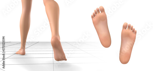 3d illustration,vector foot volume, health and shoe selection