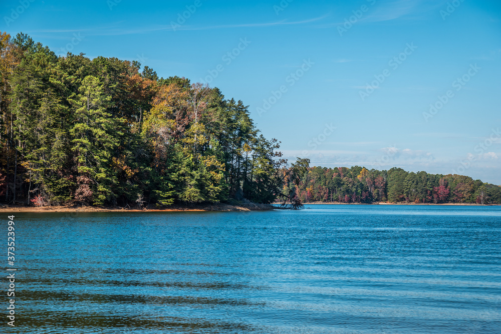 Autumn shoreline Lake Lanier Georgia