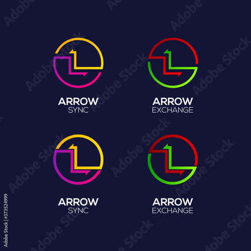 Letter L logotype with Arrows two directions connect Circle shapes, Financial Investment and Exchange logo, Reload Sync Symbol for your Business Company and Corporate identity