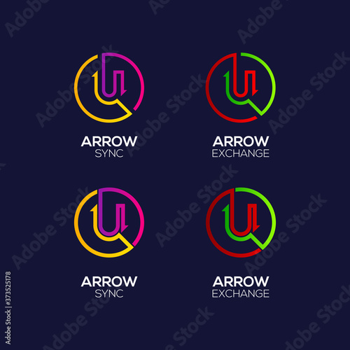 Letter U logotype with Arrows two directions connect Circle shapes, Financial Investment and Exchange logo, Reload Sync Symbol for your Business Company and Corporate identity