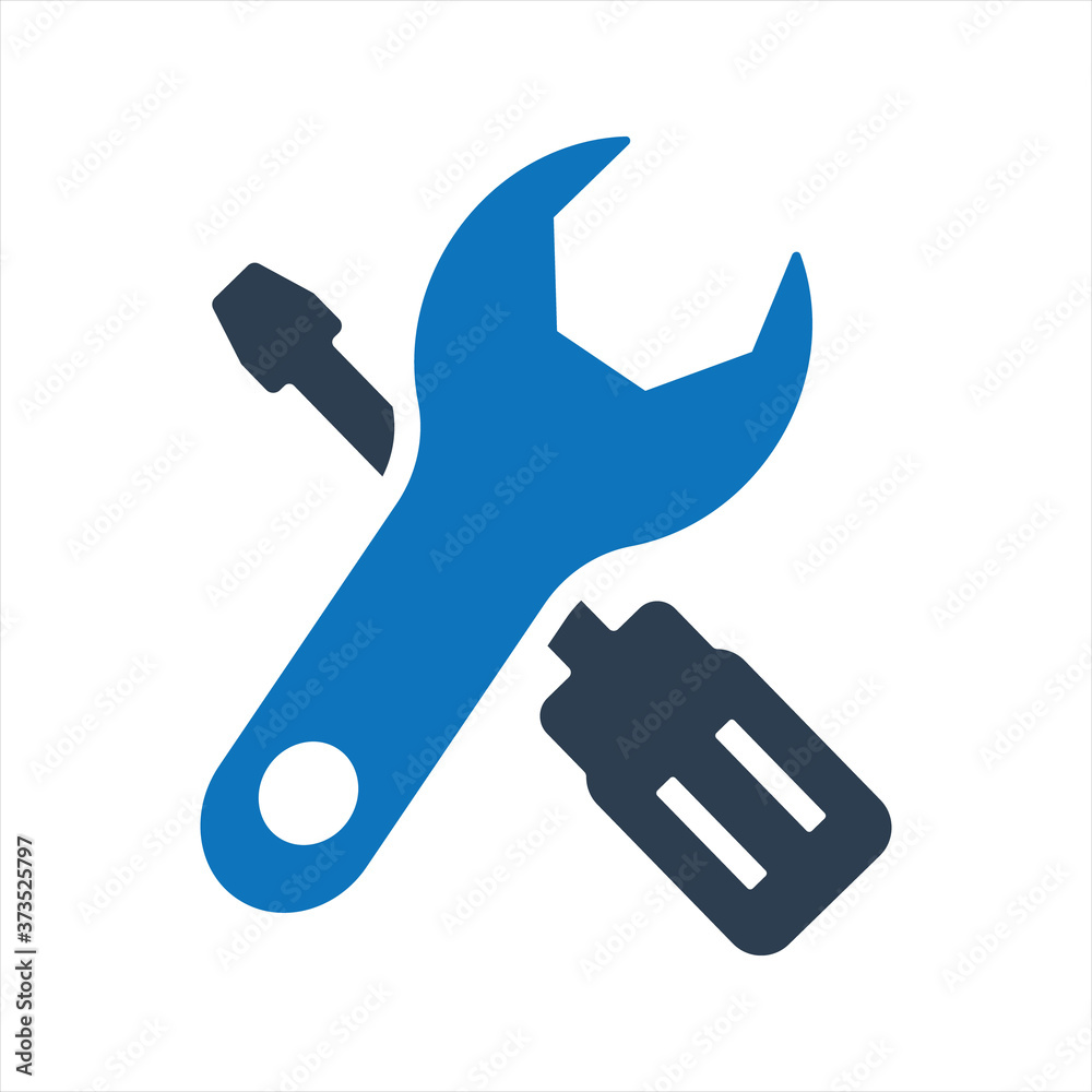 Repair tools icon. Wrench and hammer icon Repair tools icon. Wrench and hammer icon