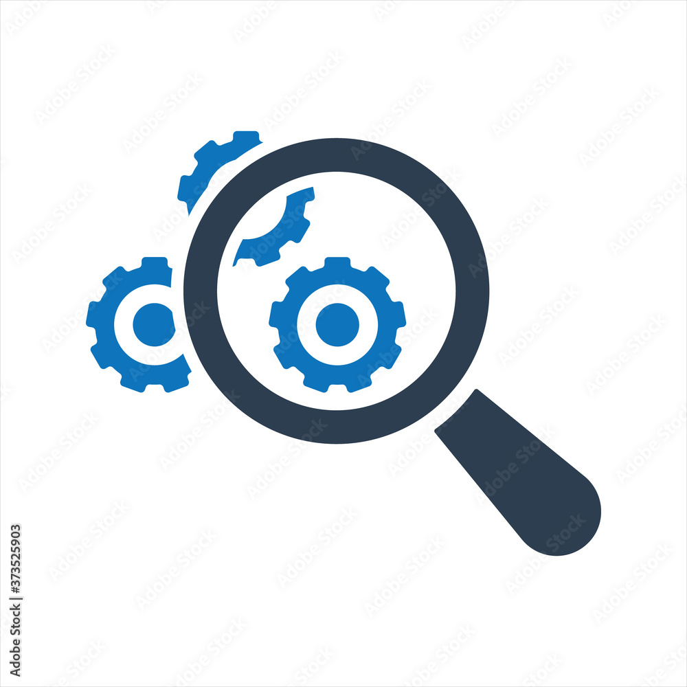 Search engine optimization icon. Search gear icon Search engine optimization icon. Search gear icon