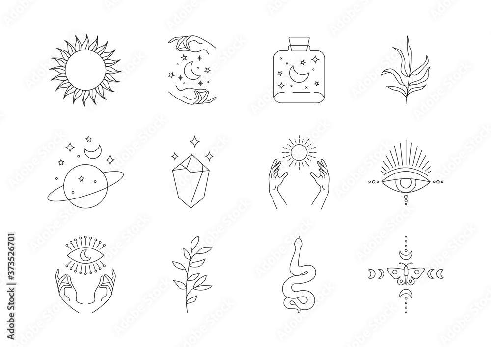Zodiac Characters. Astrology Horoscope Signs Tattoos Lion Aries Fish Cancer  Vector Graphics Stock Vector - Illustration of background, calendar:  156924672