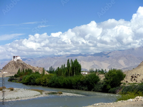 Landscape around the Stakna gompa, Leh area, Ladakh, India photo