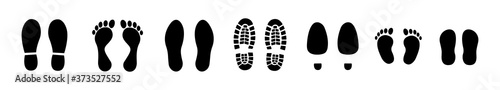 Different human footprints icon. Vector