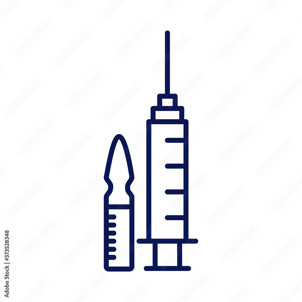 vaccine syringe and vial line style icon vaccine syringe and vial line style icon