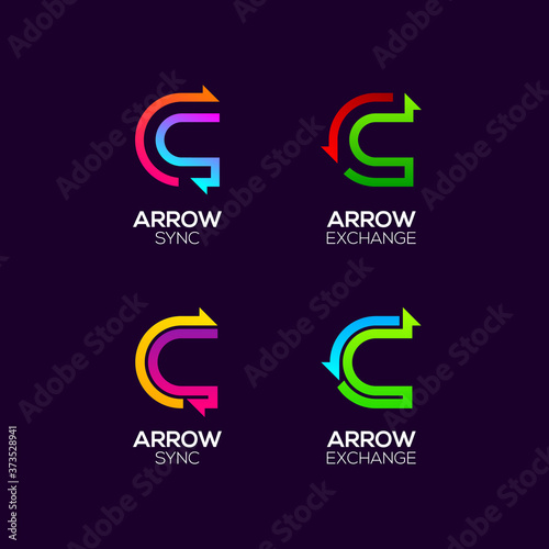 Letter C logotype with Arrows two directions concept, Financial Investment and Exchange logo, Reload Refresh Sync Symbol for your Business Company and Corporate identity Vector illustration
