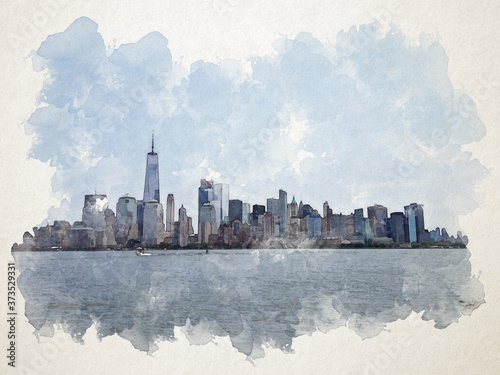 Effect watercolor picture New York 