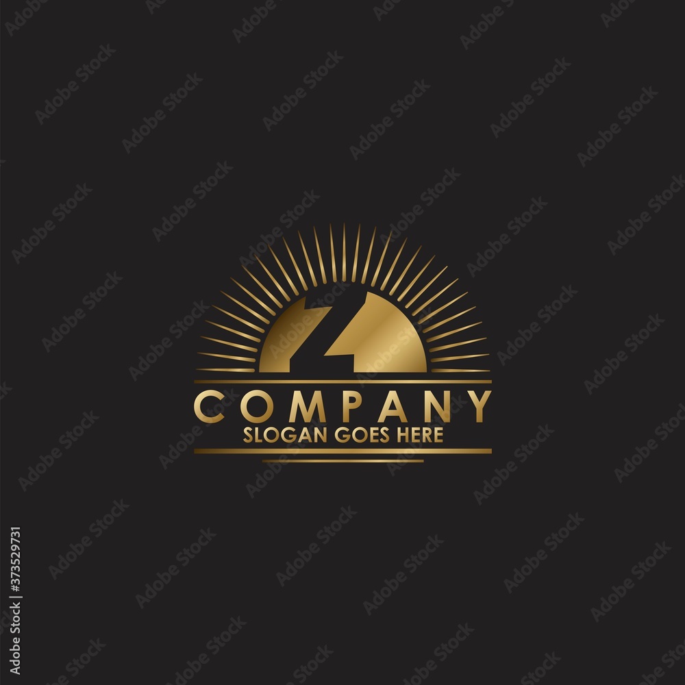 Fototapeta premium Gold Sun Initial Letter Z Logo vector design for business identity