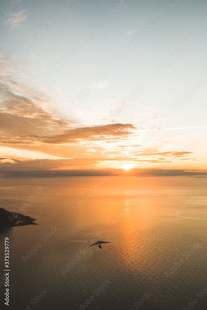 hang-gliding at sunset at mont st-pierre