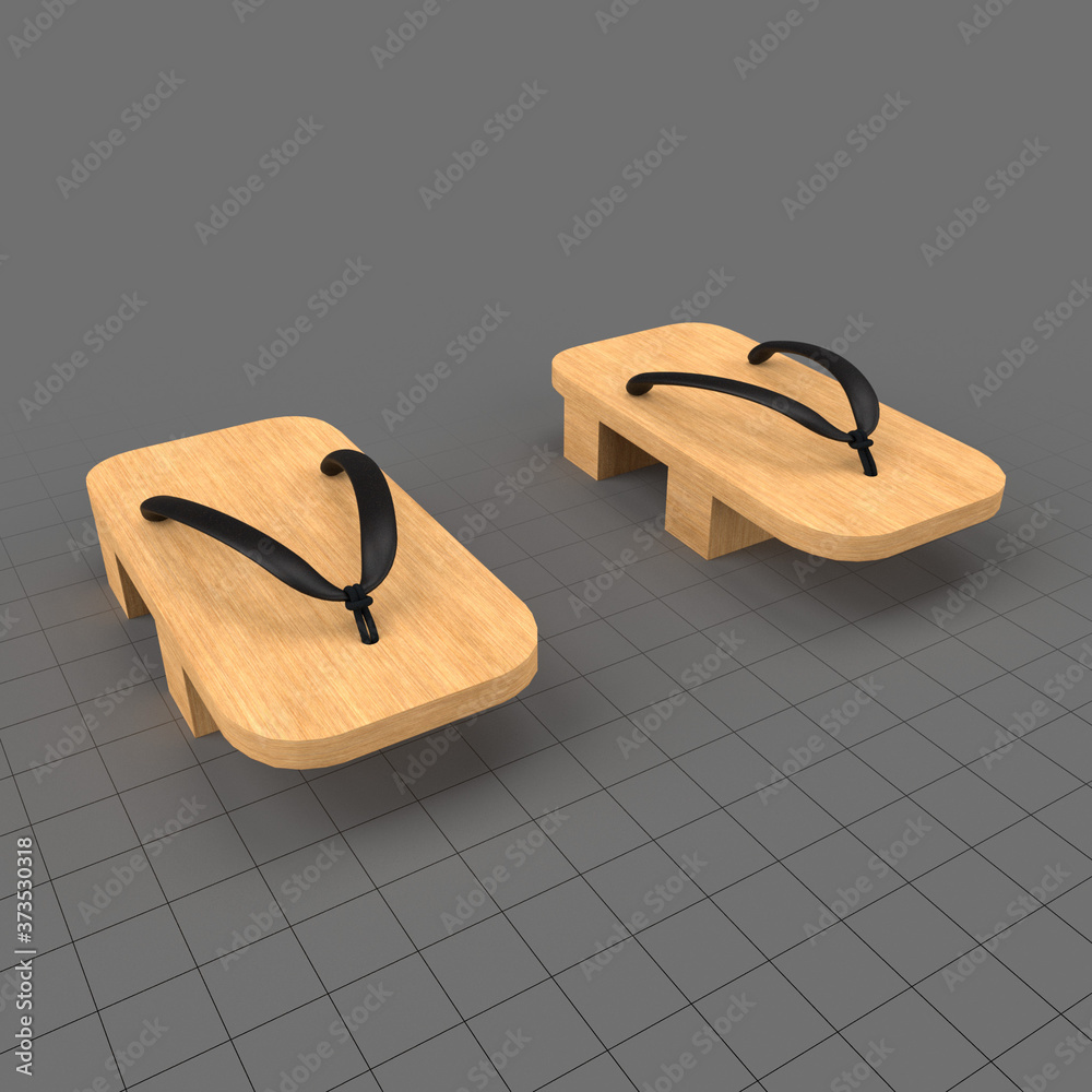Pair of blue slippers household items 3D model | CGTrader