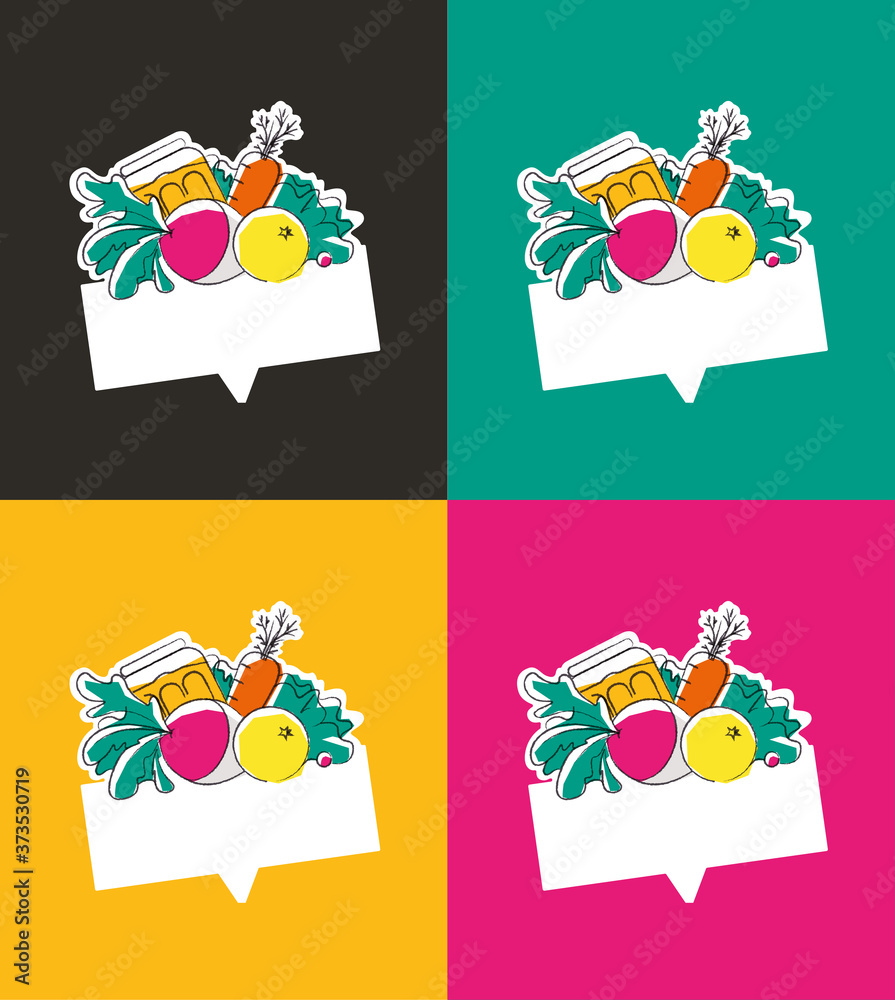 Fototapeta premium étiquette fruits légumes conserves