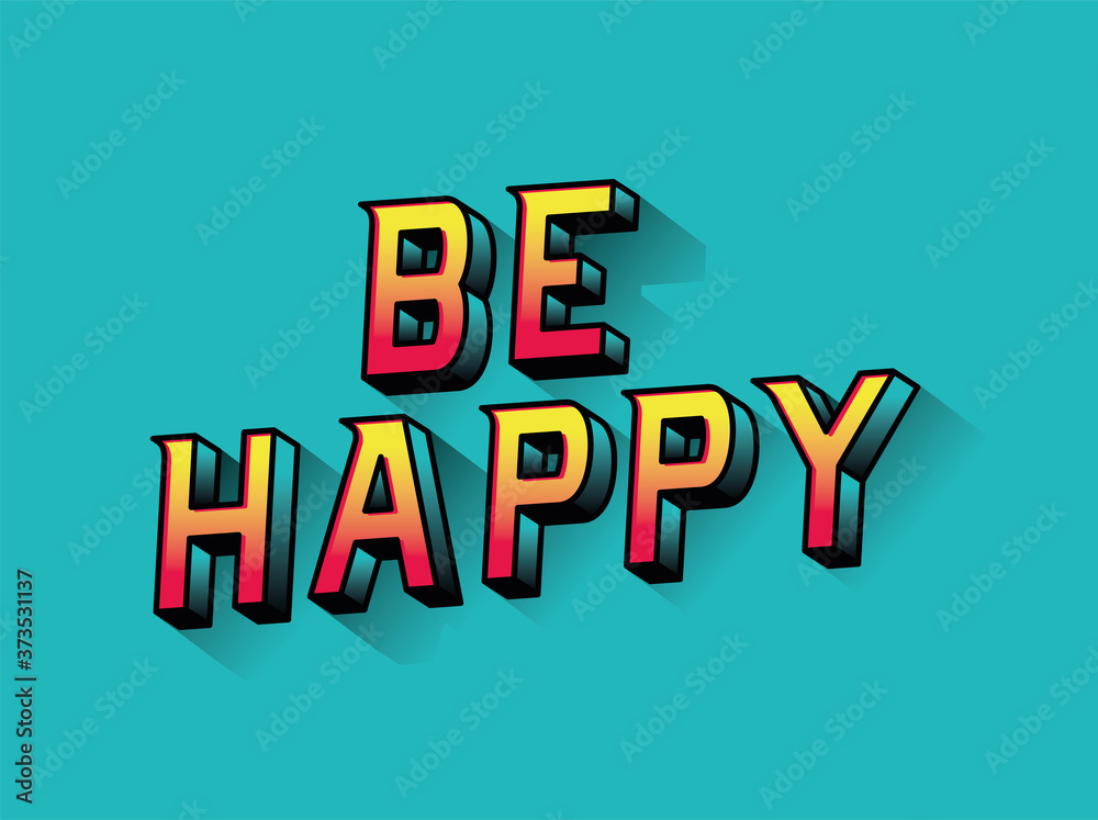 be happy lettering design, typography retro and comic theme Vector illustration