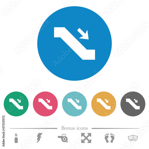 Free Download Escalator down sign flat round icons - GFXLoad