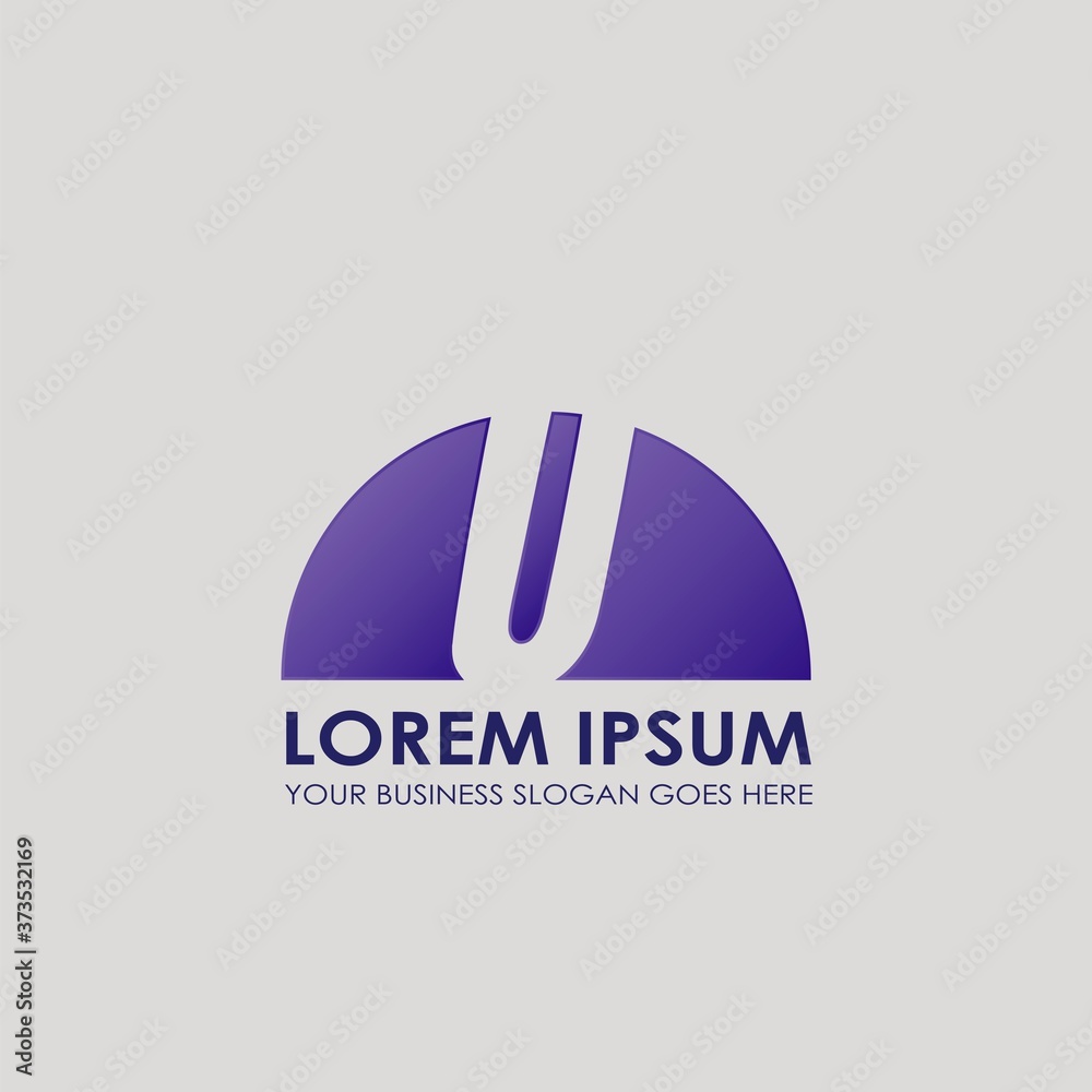 Half Circle Negative Space Letter U Logo Design for Business Identity Half Circle Negative Space Letter U Logo Design for Business Identity