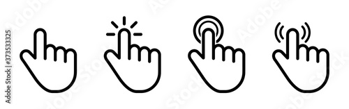 mouse click cursor icon in black solid color and line work-vector illustration for info graphic, websites-arrow and finger illustration