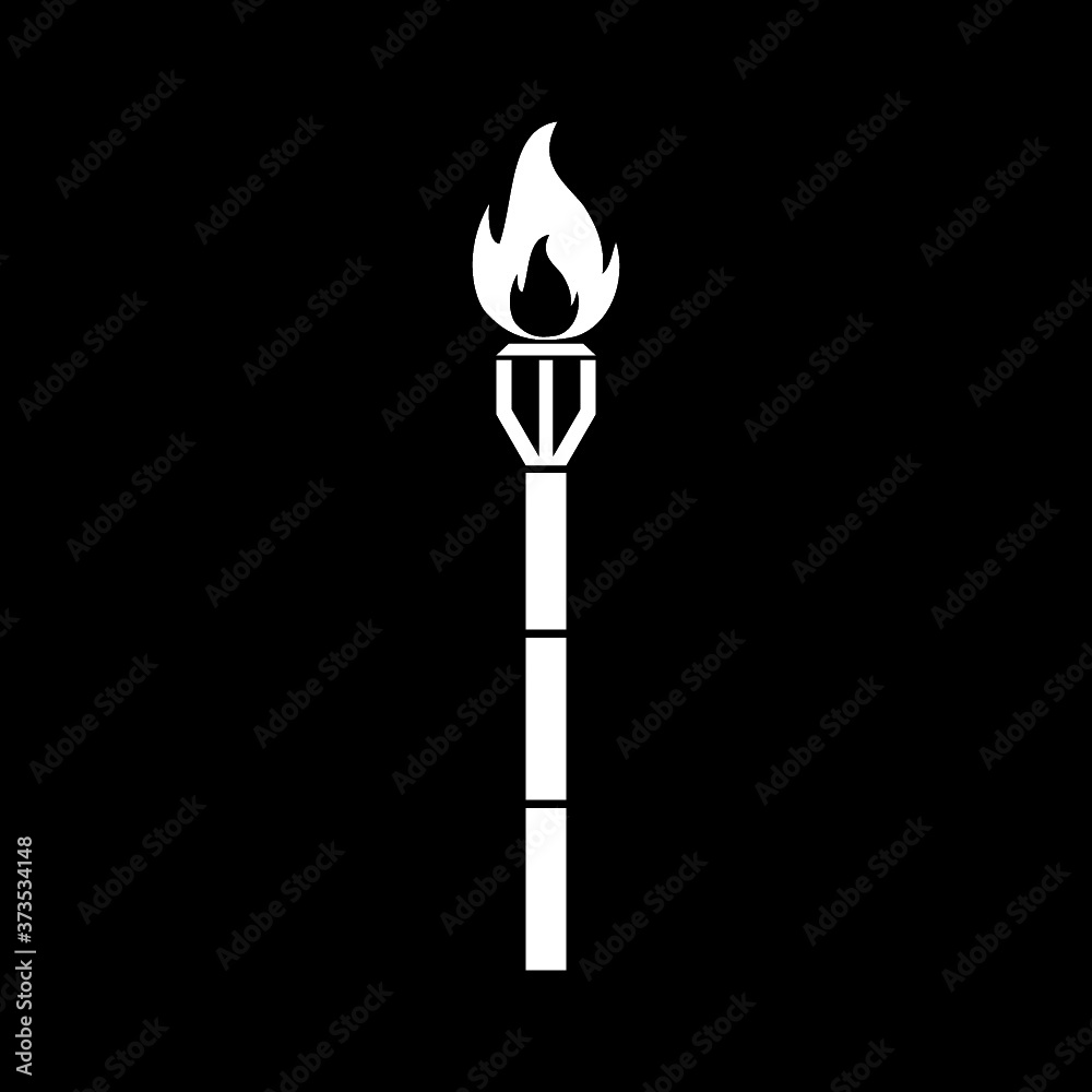 Burning beach bamboo torch icon isolated on dark background