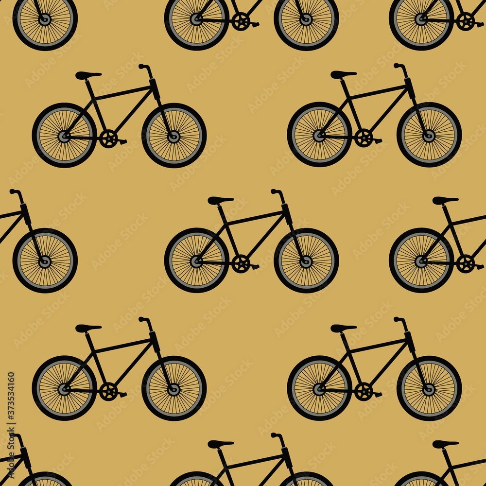 Obraz premium Seamless pattern of hand drawn cartoon bicycles