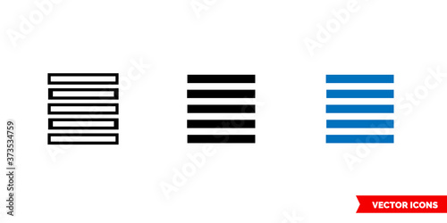 Align justify icon of 3 types color, black and white, outline. Isolated vector sign symbol.