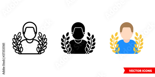 Award rewarding icon of 3 types color, black and white, outline. Isolated vector sign symbol.