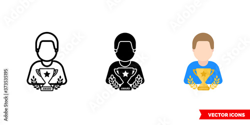 Award rewarding icon of 3 types color, black and white, outline. Isolated vector sign symbol.