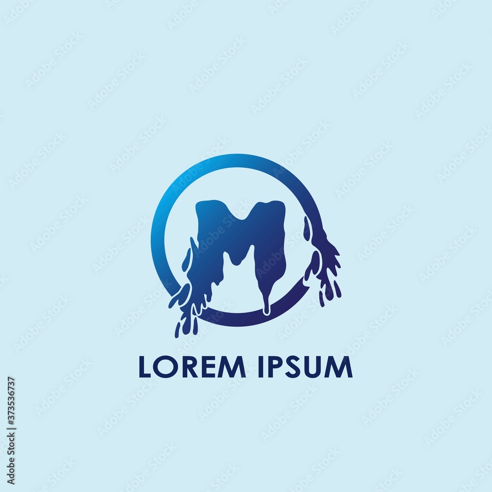 Blue Water Splash Initial Letter M Logo Icon Vector Design