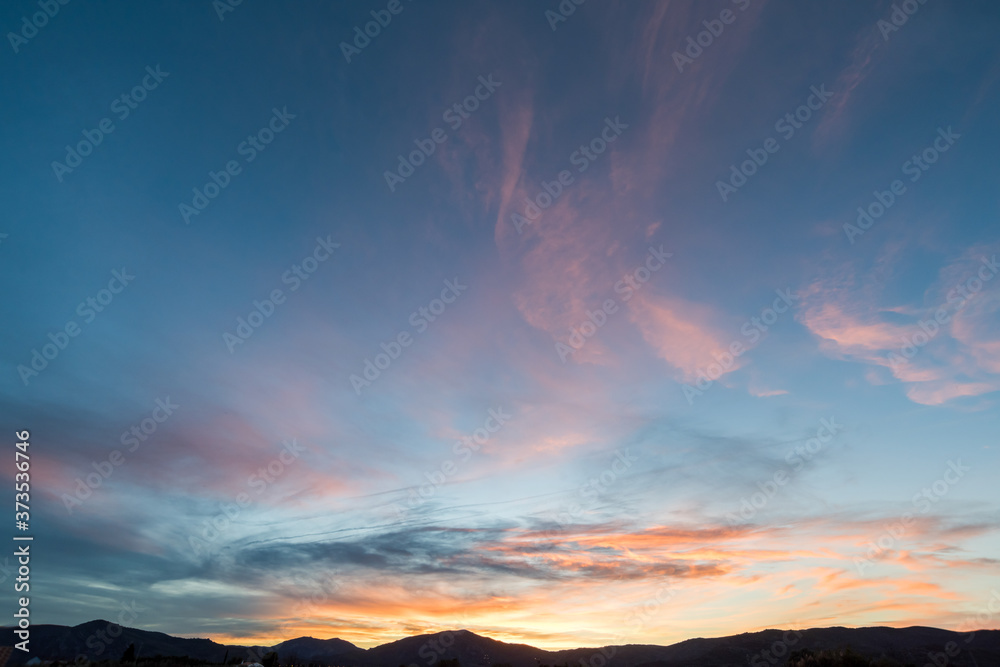 Sunrise Sundown Sanset Sky with colorful clouds, without birds, clear and worm evening Sunrise Sundown Sanset Sky with colorful clouds, without birds, clear and worm evening