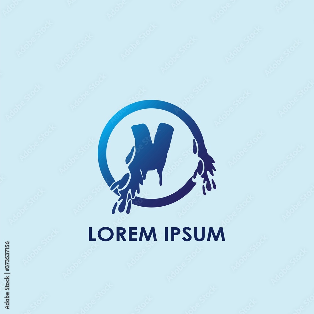 Blue Water Splash Initial Letter V Logo Icon Vector Design Blue Water Splash Initial Letter V Logo Icon Vector Design