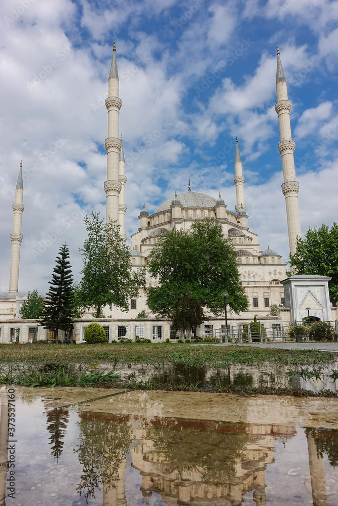 Adana Sabanci Merkez Mosque in springtime - Adana, Turkey
