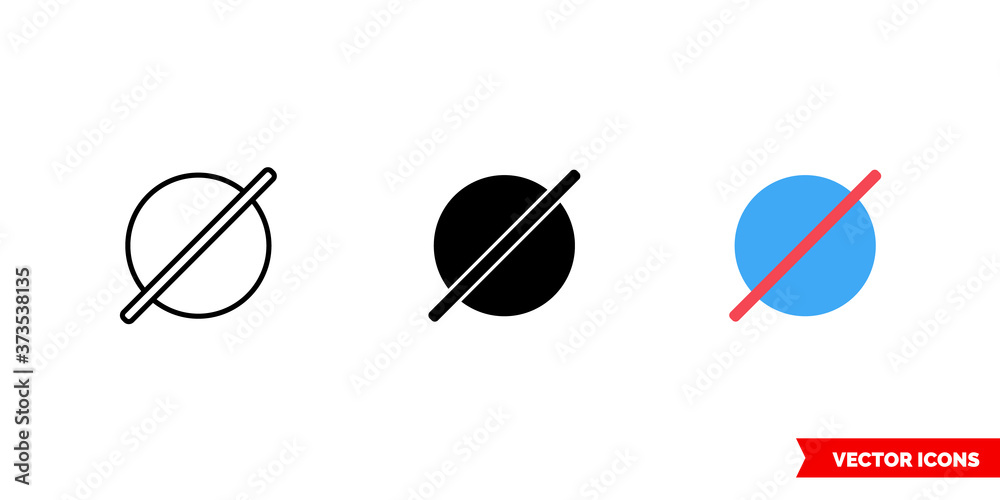 Empty set icon of 3 types color, black and white, outline. Isolated ...