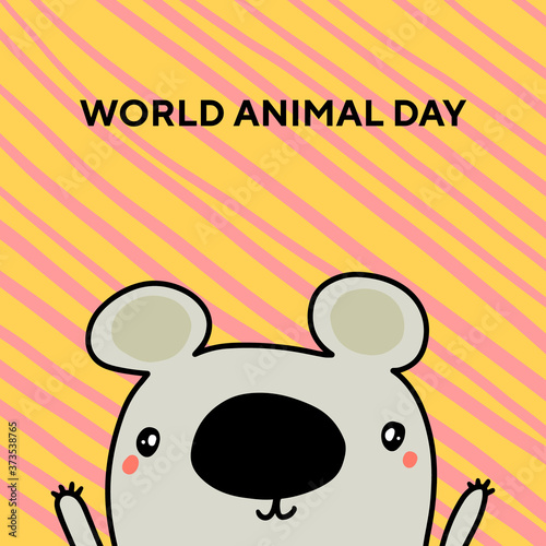 World animal day hand drawn vector illustration in cartoon comic style photo