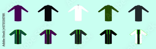 set of indonesian men's traditional muslim clothes cartoon icon design template with various models. vector illustration