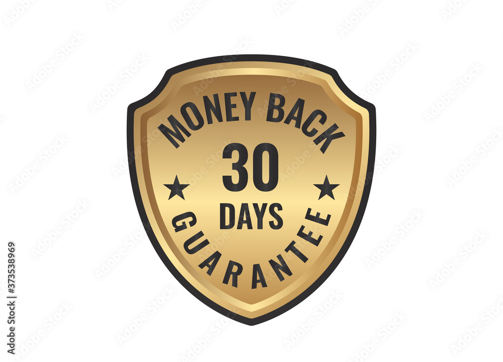 30 day money back guarantee golden sign vector image